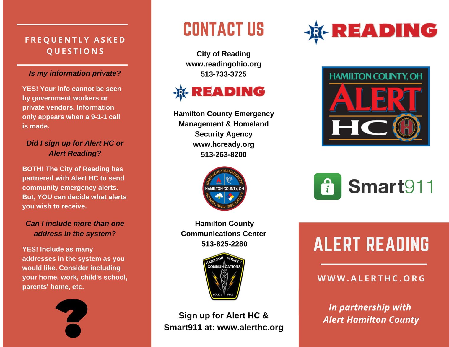 The Alert Reading brochure, page one
